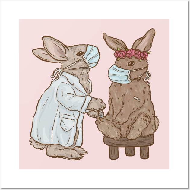 Vaccination Rabbits Wall Art by Jewelia